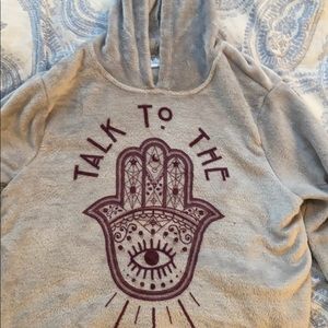 Talk to The Hamsa plush hoodie